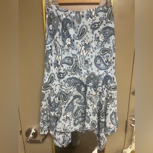 Vintage Fashion Bug Blue Paisley Asymmetrical Skirt